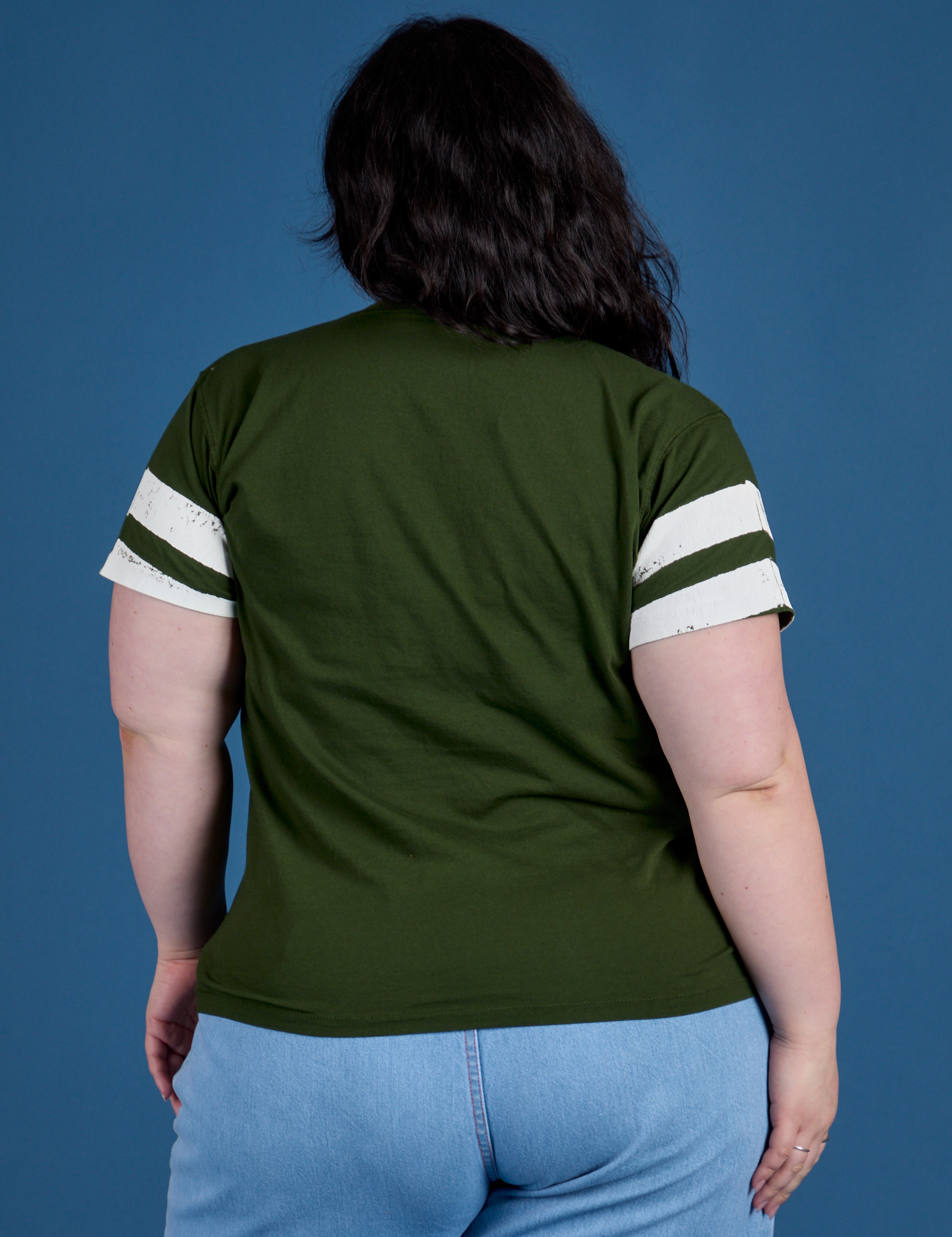 Painted Vintage Tee in Evergreen back view on Ashley