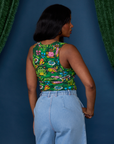 Cropped Tank Top in Pond Party back view on Kandia