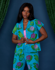 Kandia is wearing Paintstamped Pantry Button-Up in Lilypad