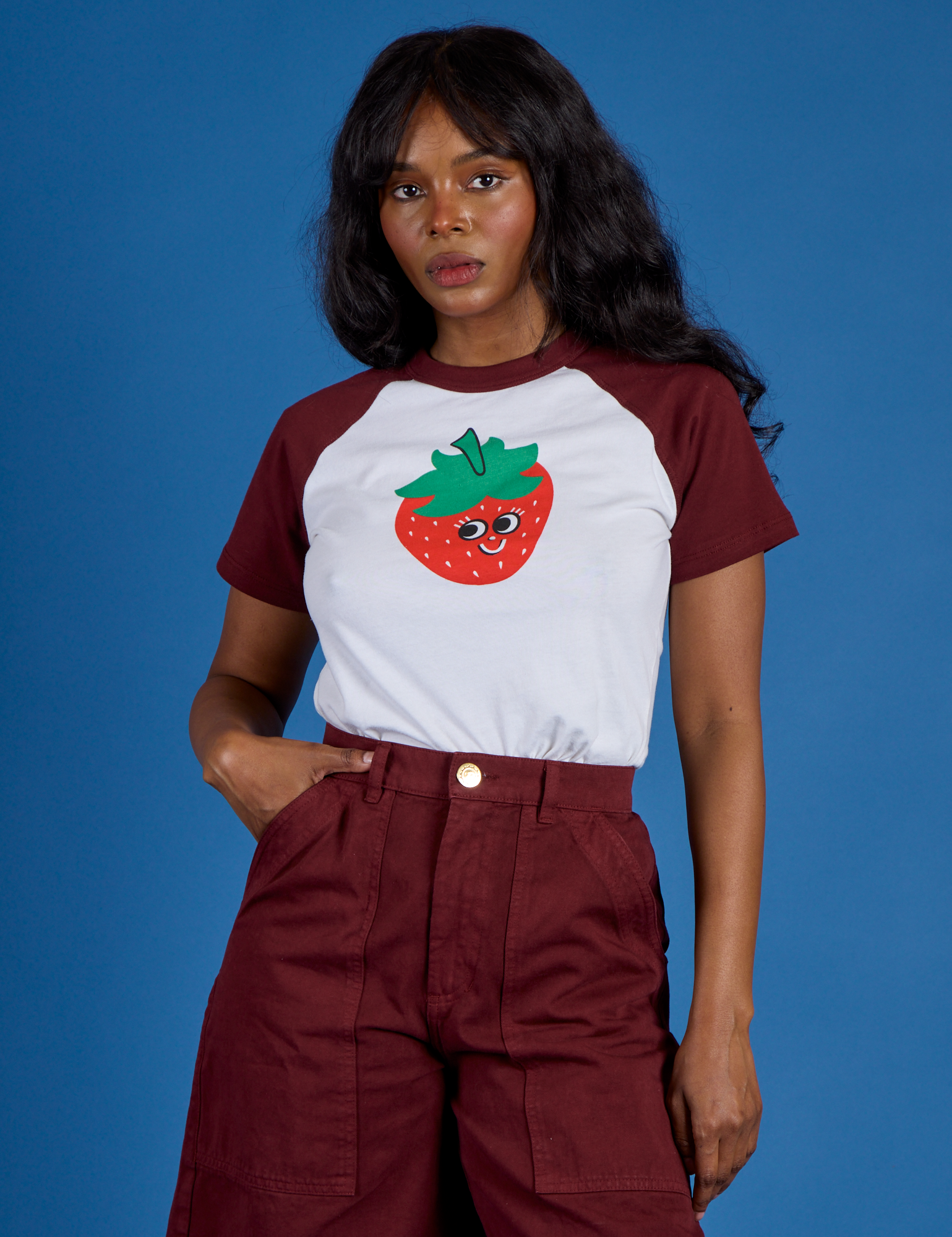 Produce Raglan Tee in Strawberry on Kandia