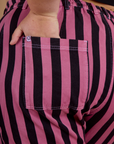 Black Stripe Work Pants - Bubblegum Pink