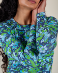 Long Sleeve Baby Tee in Angel Print close up on Shahana
