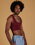 Mini Tank in Red Wine angled front view on Jerrod