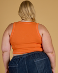 Contrast Stitch Mini Tank in Construction Orange back view on Juliet