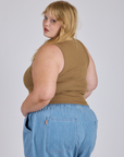 Cropped Tank Top in Desert Brown angled back view on Juliet