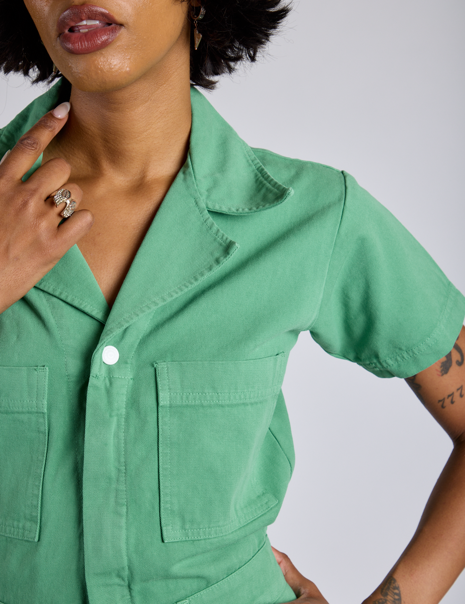 Short Sleeve Jumpsuit - Seafoam Green