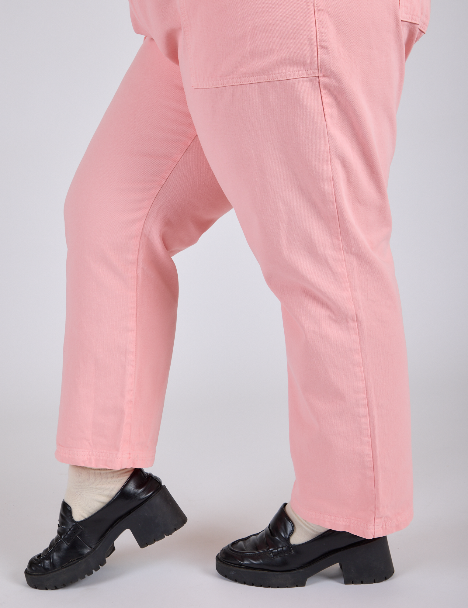 Side view of Work Pants in Baby Pink on Juliet