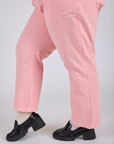 Side view of Work Pants in Baby Pink on Juliet