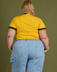 Vintage Ringer Tee in Sunshine Yellow back view on Juliet