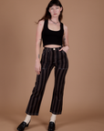 Black Stripe Work Pants - Espresso Brown