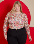 Long Sleeve Baby Tee in Hot Stuff Print worn by Juliet