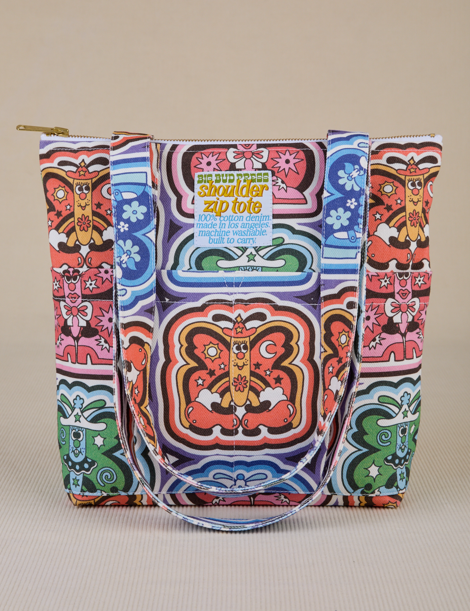 Butterfly Kaleidoscope Shoulder Zip Tote
