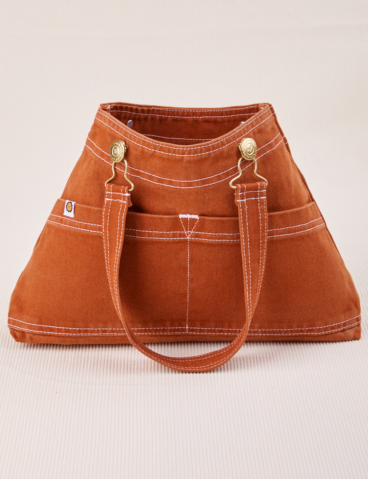 Opened Overall Handbag in Burnt Terracotta