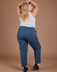 Organic Work Pants in French Blue back view on Juliet