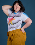Airbrush Star Vintage Tee angled front view on Ashley