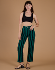 Black Stripe Work Pants - Hunter Green