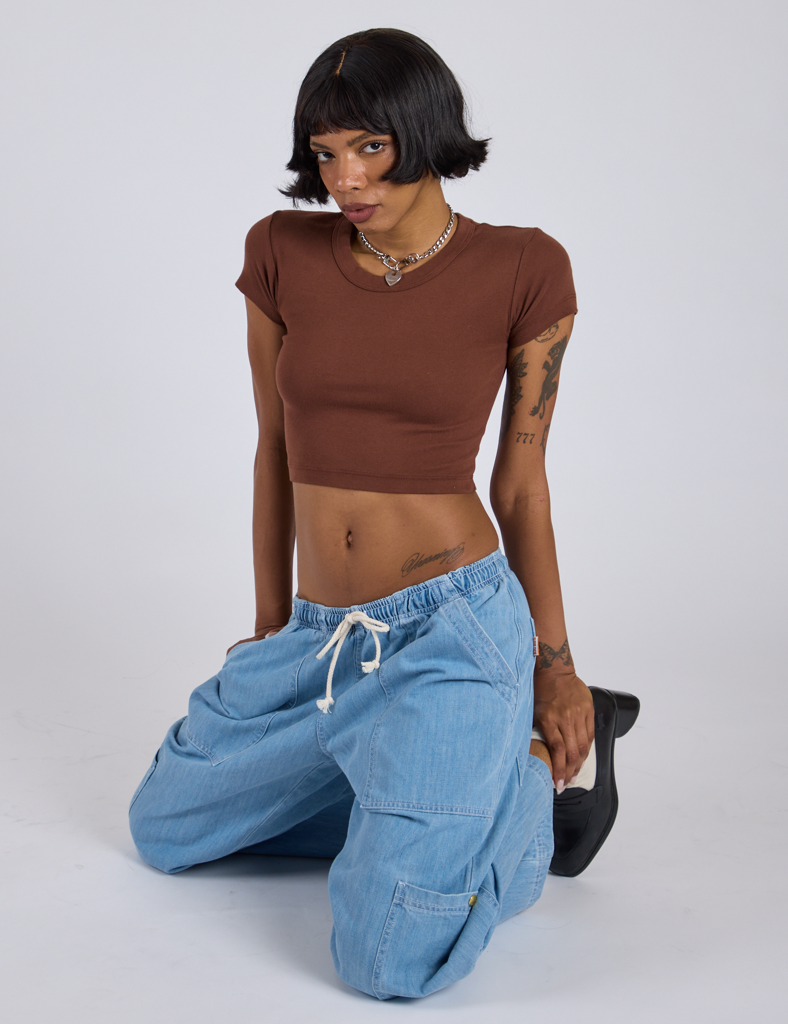 Cropped Baby Tee - Fudgesicle Brown