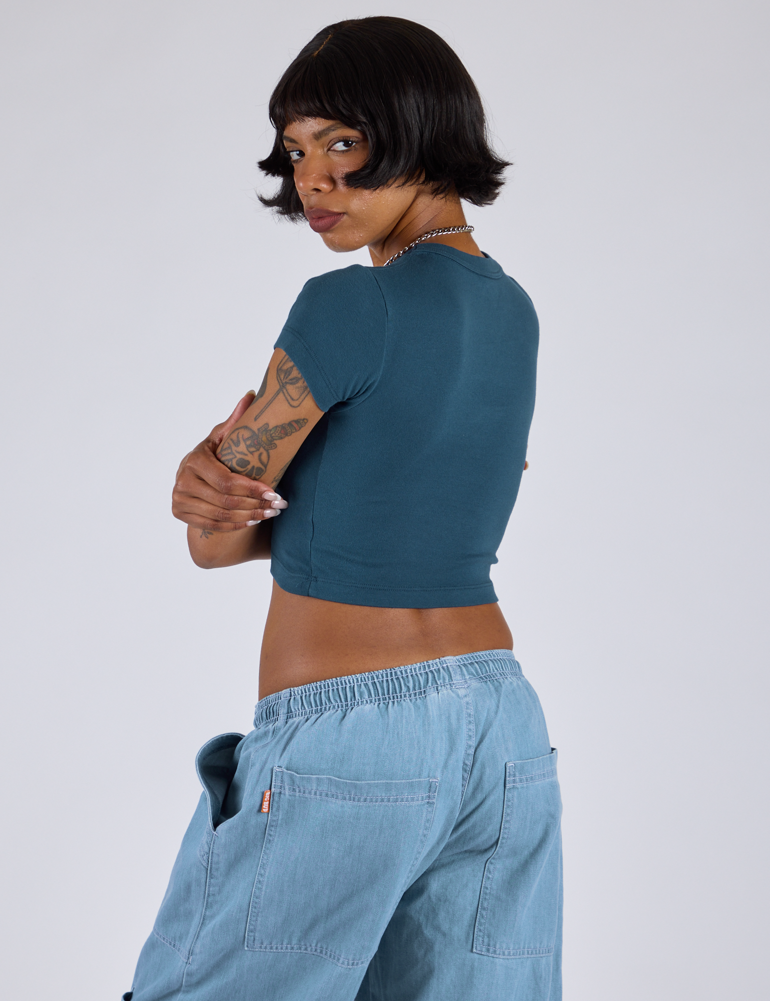 Cropped Baby Tee - Lagoon