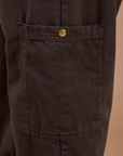 Drop Pocket Cargo Pants in Espresso Brown pant leg side pocket close up