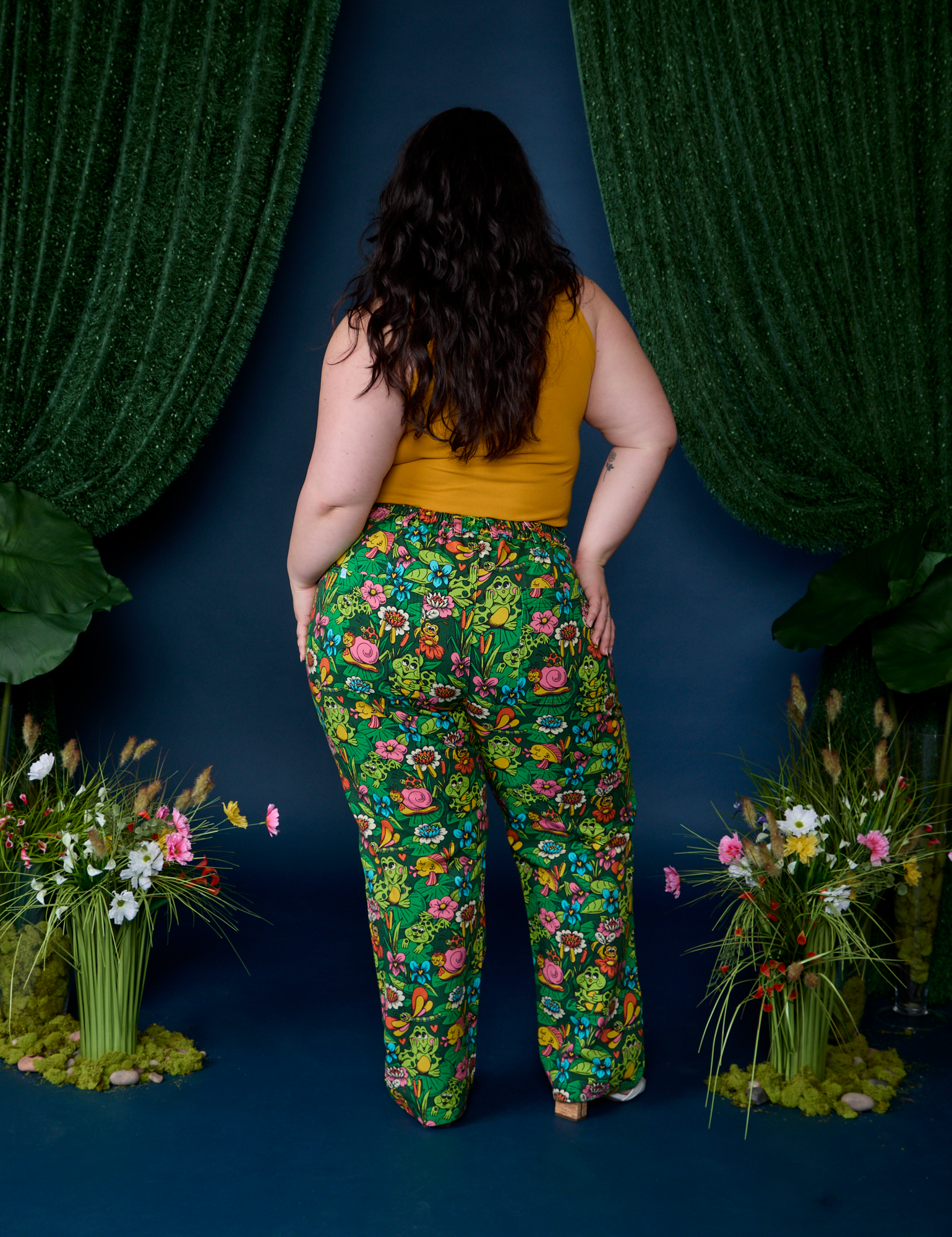 Work Pants in Pond Party back view on Ashley