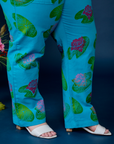 Paintstamped Work Pants in Lilypad pant leg close up on Ashley