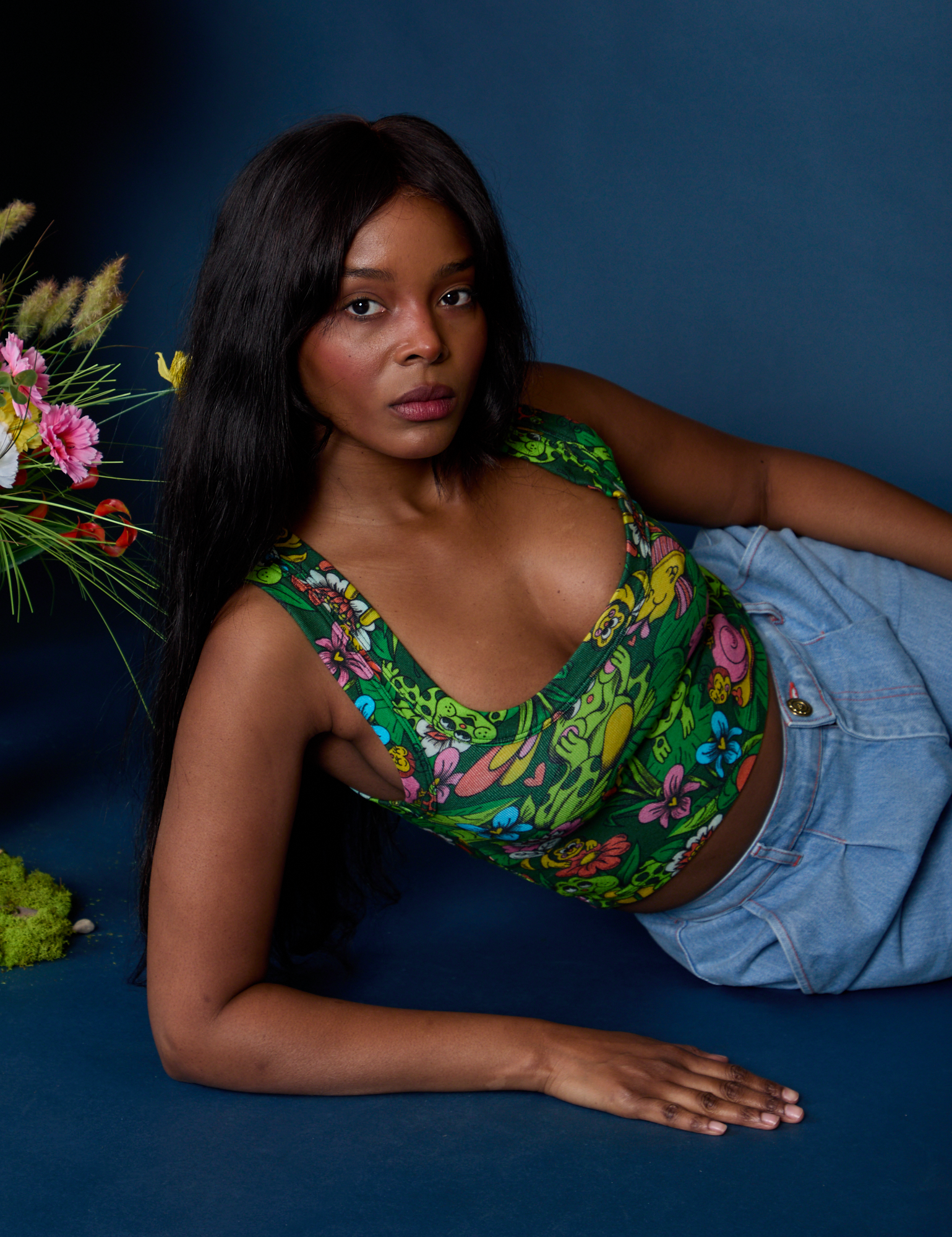 Cropped Tank Top in Pond Party worn by Kandia