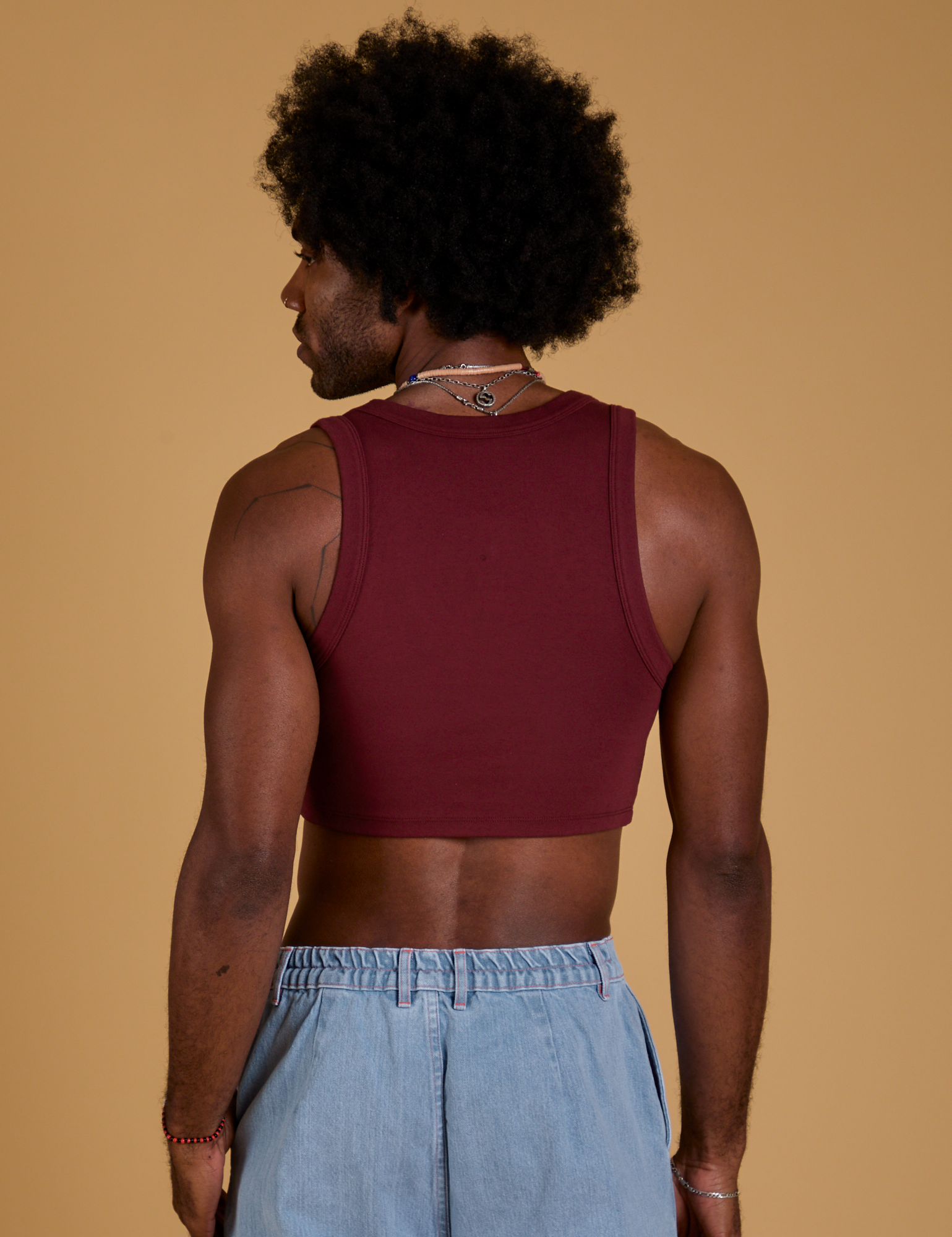 Mini Tank in Red Wine back view on Jerrod