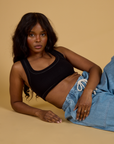 Contrast Stitch Mini Tank in Basic Black on Kandia