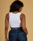 Contrast Stitch Mini Tank in Vintage Tee White back view on Kandia
