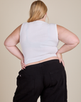 Muscle Tee in Vintage Tee White back view on Juliet