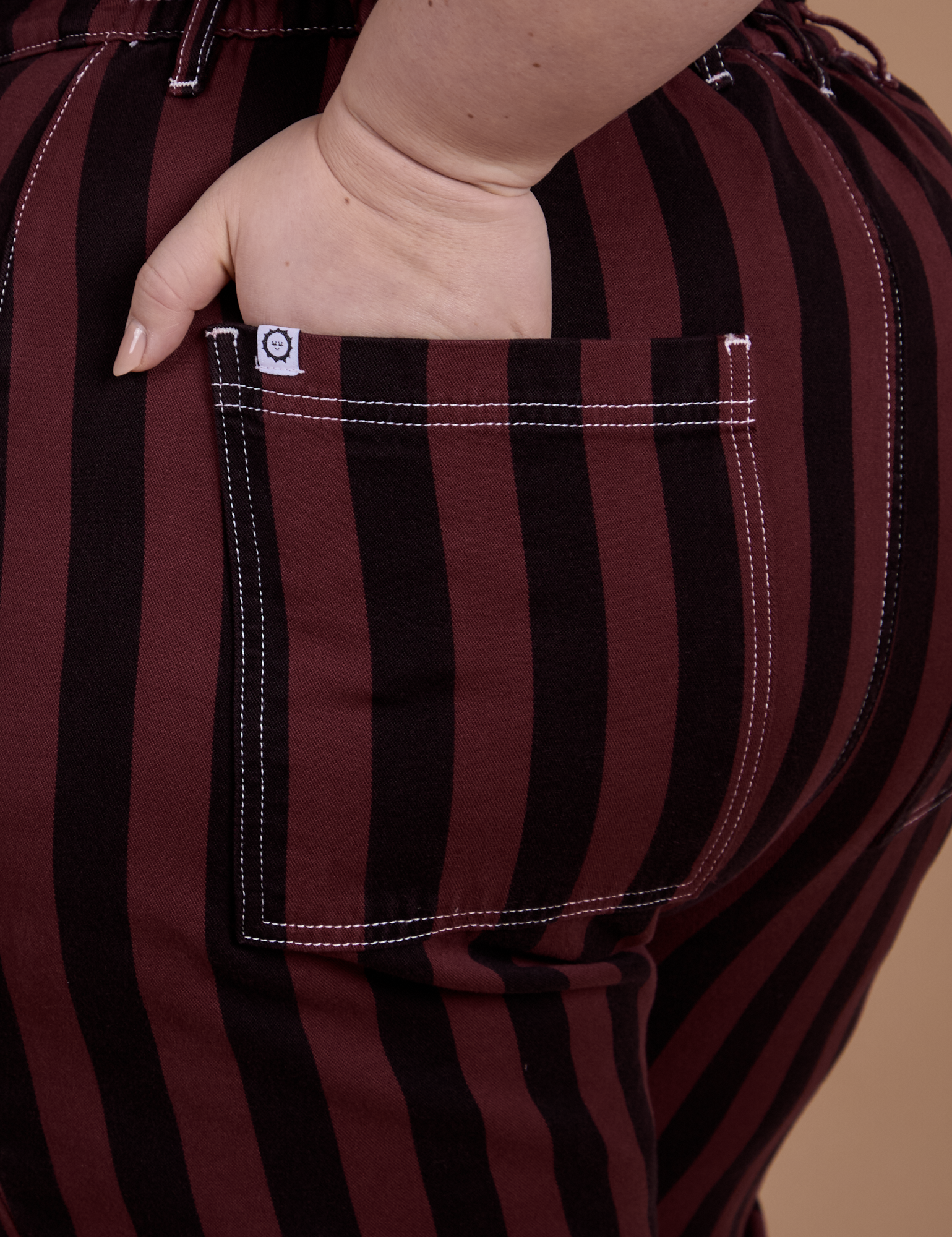 Black Stripe Work Pants - Red Wine