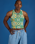 Deep-Cut Racerback Tank in Spring Quilt Print worn by Jerrod