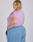Jr. Varsity Tee in Lilac Purple angled back view on Juliet