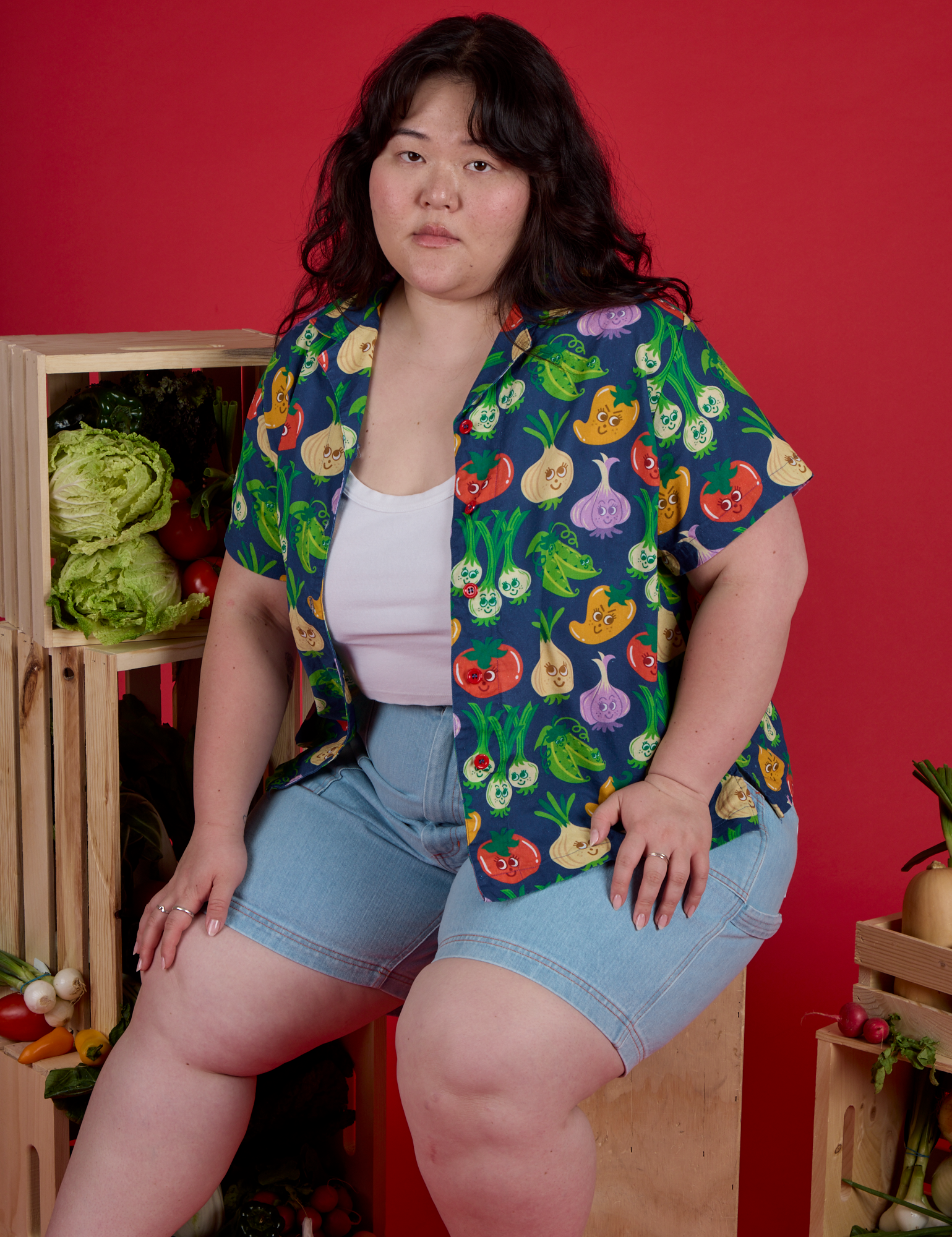 Veggie Village Pantry Button-Up