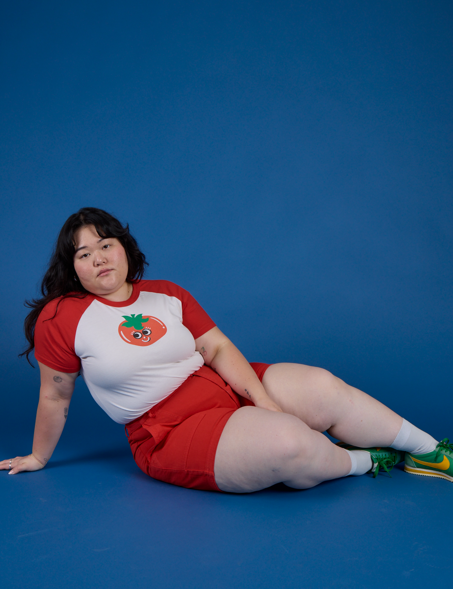 Produce Raglan Tee in Tomato on Ashley