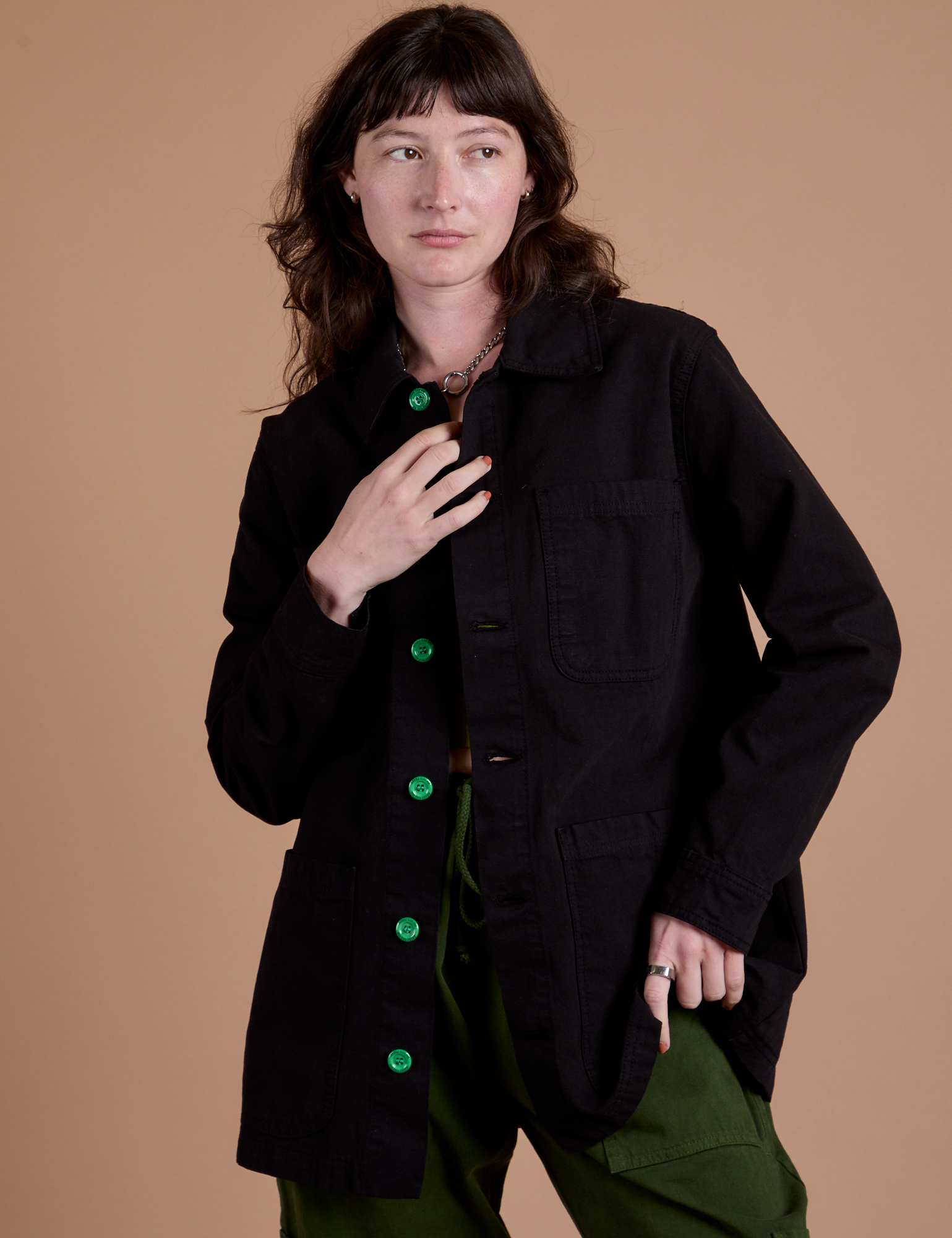 Ripstop Field Coat in Basic Black on Alex