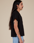 Pantry Button-Up in Basic Black side view on Anthony