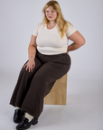 Pleated Pull-On Pants - Espresso Brown