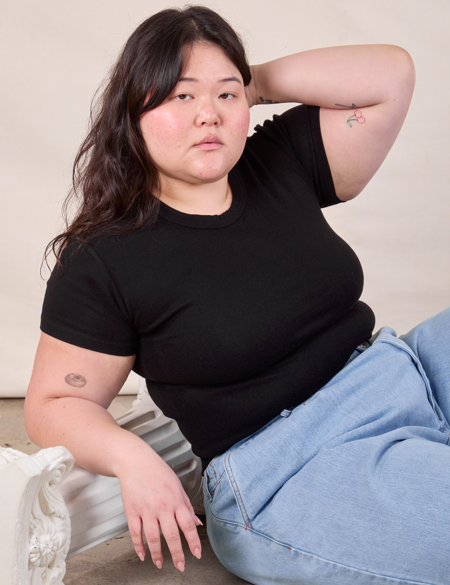 Baby Tee in Vintage Basic Black on Ashley