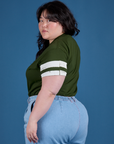 Painted Vintage Tee in Evergreen side view on Ashley