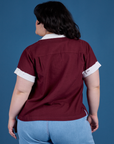 Painted Pantry Button-Up in Red Wine back view on Ashley
