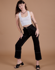 Carpenter Jeans in Black and Cropped Tank in Vintage Tee White on Alex