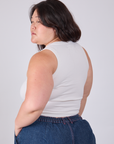 Cropped Tank Top in Vintage Tee White angled back view on Ashley