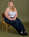 Denim Drop Pocket Pants in Dark Wash and Cropped Tank in Vintage Tee White worn by Juliet