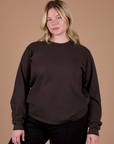 Lish is 5’8” and wearing S Long Sleeve Burly Tee in Espresso Brown