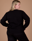 Long Sleeve Burly Tee in Basic Black back view on Lish