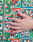Quilt Print Pantry Button-Up close up on Ashley