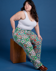 Ashley is wearing Work Pants in Quilt Print