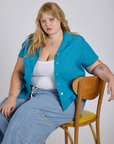 Pantry Button-Up in Hawaiian Blue worn by Juliet