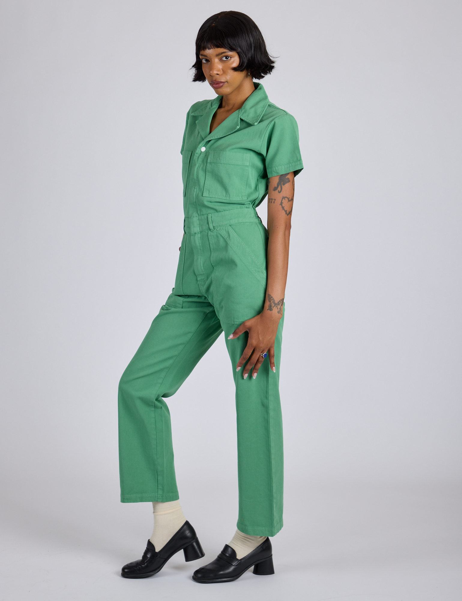 Short Sleeve Jumpsuit - Seafoam Green